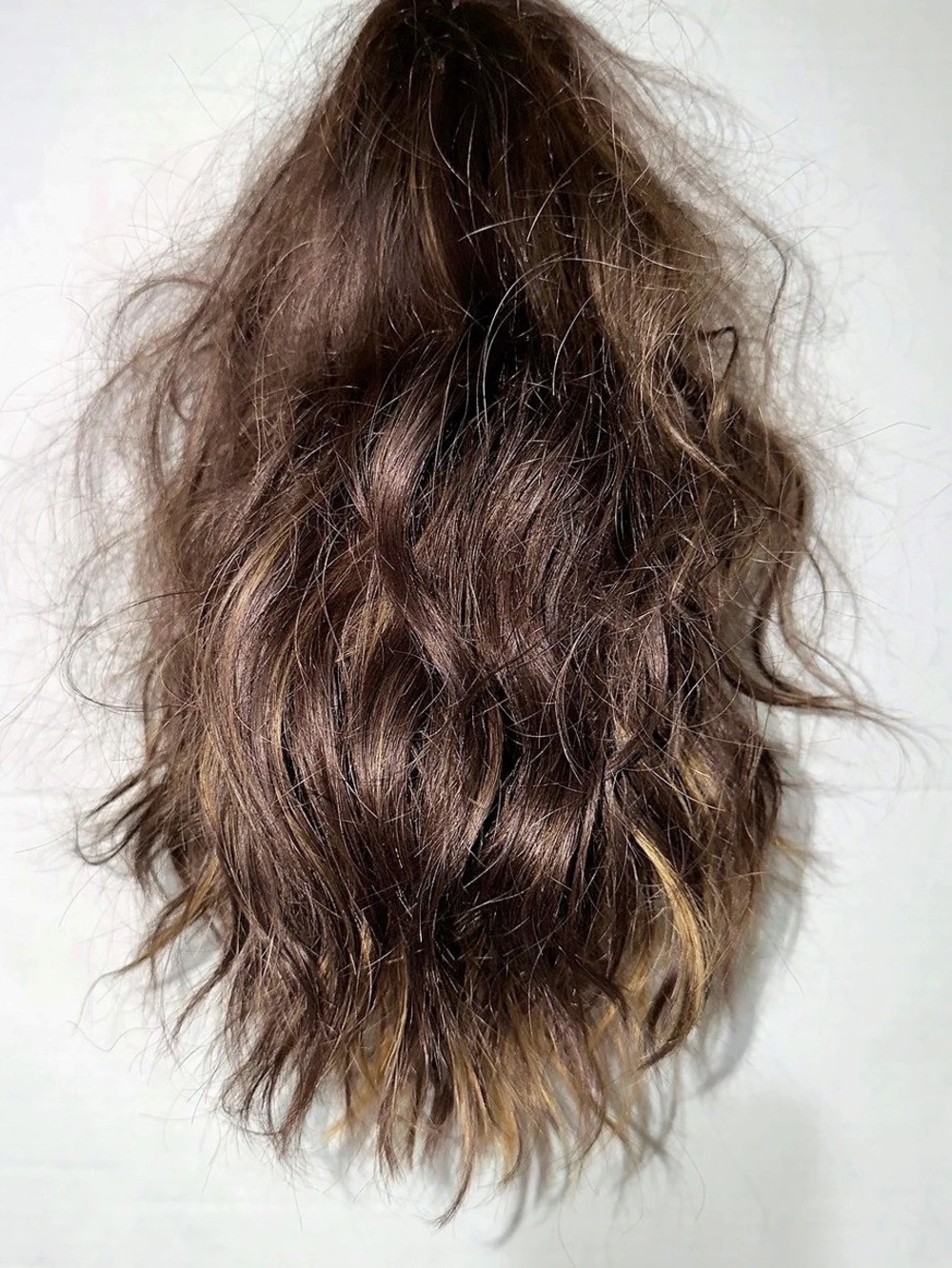 Natural Wavy Bob Wigs Middle Part 14inch (Highlight Wavy Wig) ) Brown & Blonde